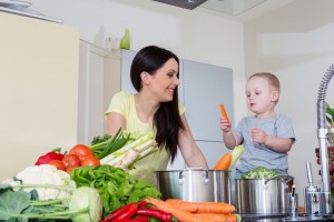 woman baby healthy eating